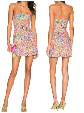 Amanda Uprichard Fae Strapless Floral Mini Dress M